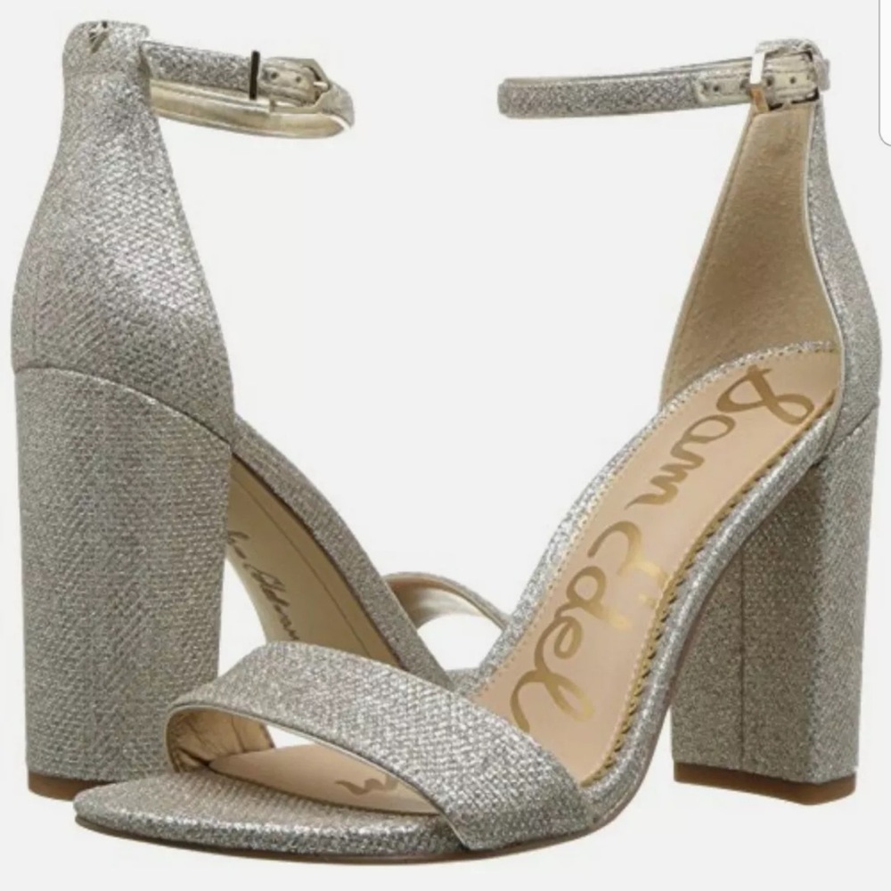 NWT Sam Edelman Gorgeous Silver Gold Chunky Sexy Sandals with Ankle Straps